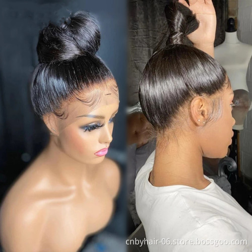 Glueless Pre Plucked 360 Lace Frontal Wigs Vendor, 360 Lace High Ponytail Wig,180 Density Remy Brazilian Straight Wigs For Women